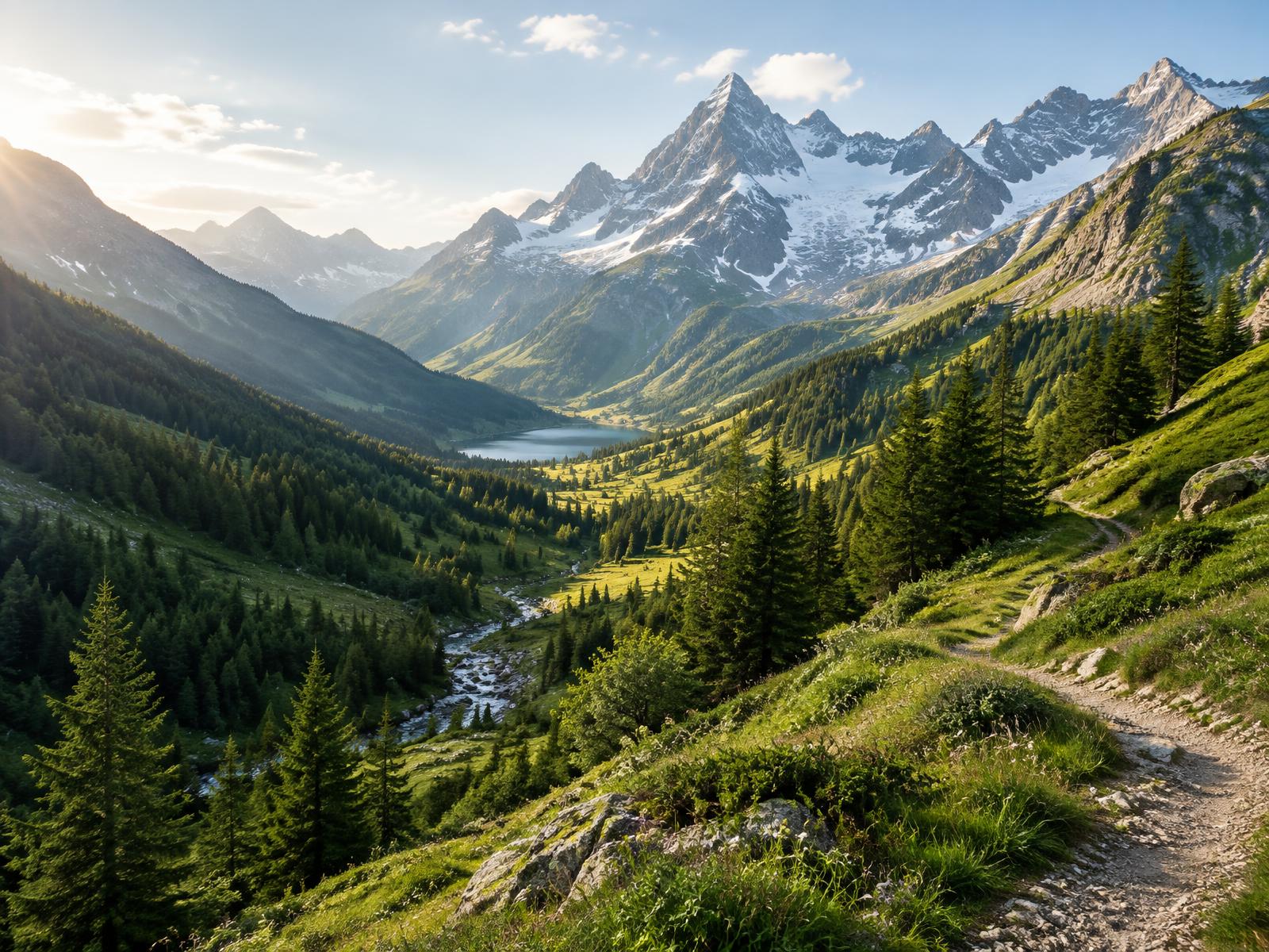Sentier dans une vallée alpine